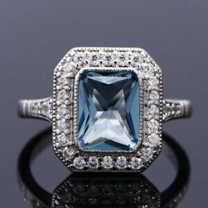 ✨Noble Retro Carved Pure Blue Zircon Silver Vintage Rings for Women, MARR9167